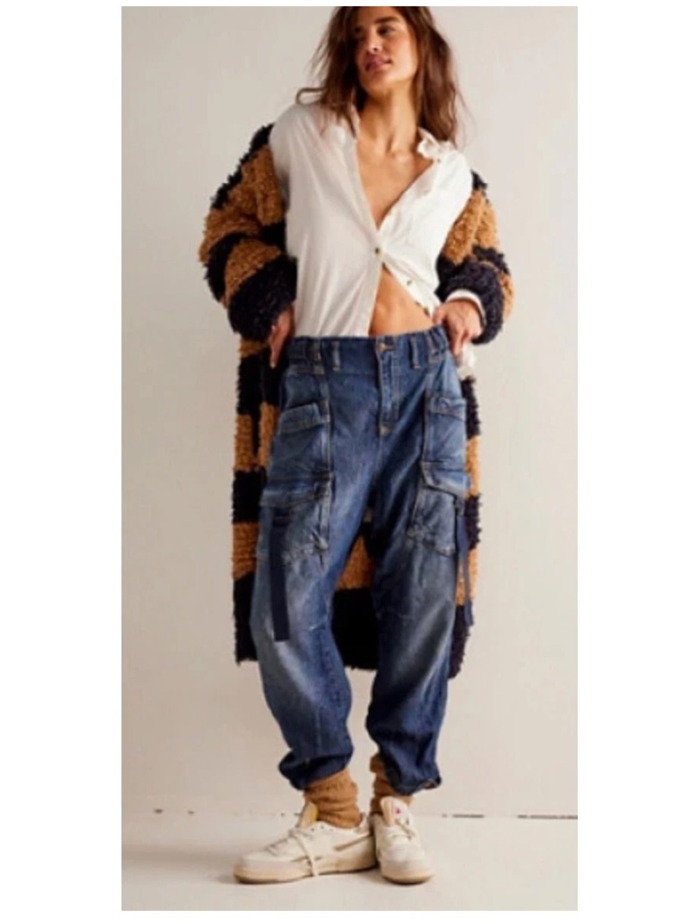 Free People We The Free Hazel Dropwaist Cargo Pull On Jeans RUNS LARGE